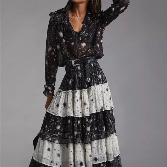 Anthropologie Celestial Puff Sleeve Top Med - Picture 3 of 13